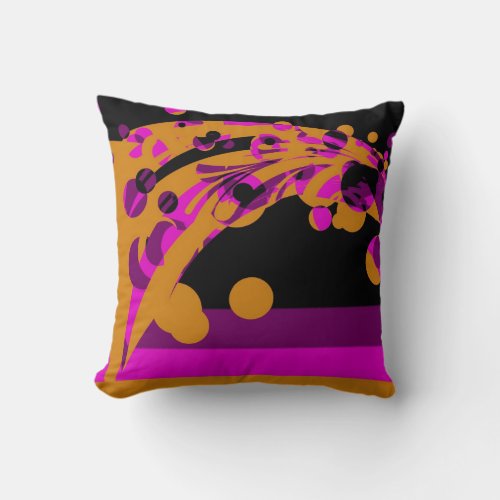 Violet Yellow Black Funky Abstract Art Throw Pillow