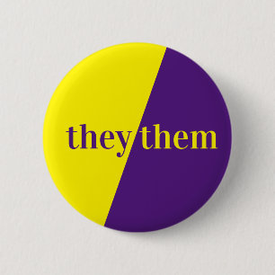 Violet Yellow Pronoun Button They/Them