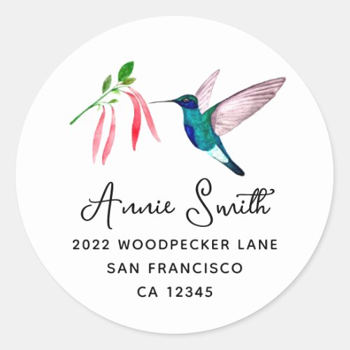 Violetear Hummingbird and Flowers Classic Round Sticker