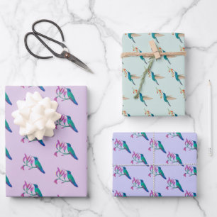 Violetear Hummingbird Pattern Wrapping Paper Sheet
