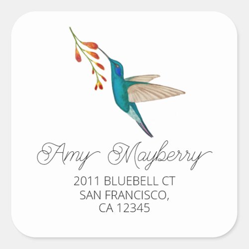 Violetear Hummingbird return address Square Sticker