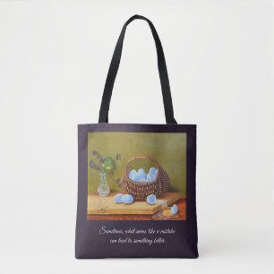 Violets and Basket of Eggs Tote Bag