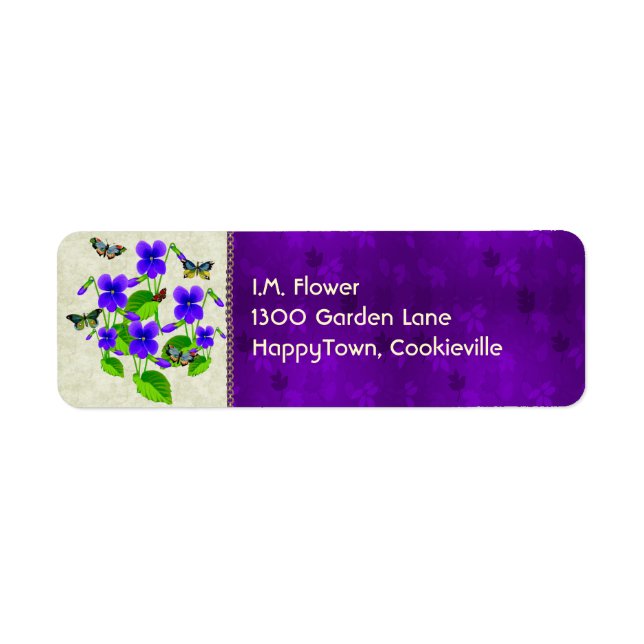 Violets and Butterflies Label (Front)