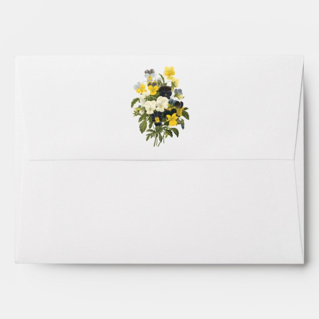 Violets and Pansy Flowers Botanical Art Envelope (Back (Top Flap))
