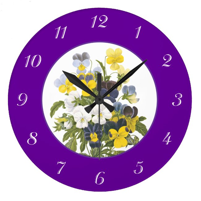 Violets and Pansy Purple Botanical Wall Clock