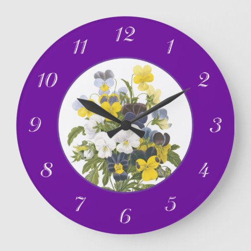 Violets and Pansy Purple Botanical Wall Clock