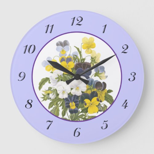 Violets and Pansy Vintage Botanical Wall Clock