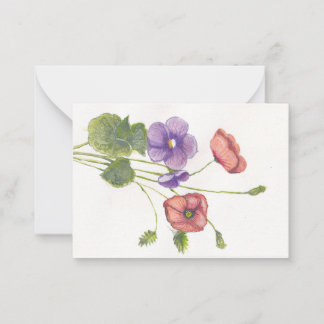 Violets and Poppies Note Card