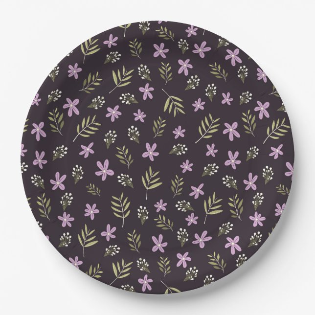 Violets and Wild Flowers Paper Plato Paper Plates (Front)