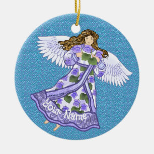 Violets Angel Ceramic Ornament