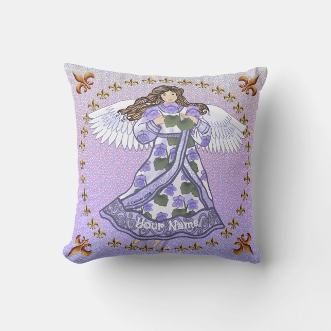 Violets Angel Throw Pillow (Front)