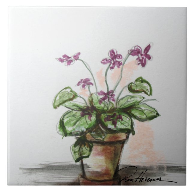 Violets Ceramic Tile (Front)