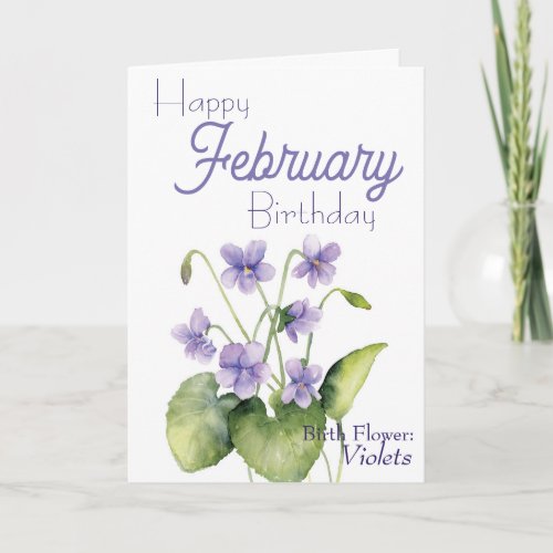 Violets February Birth Flower Card