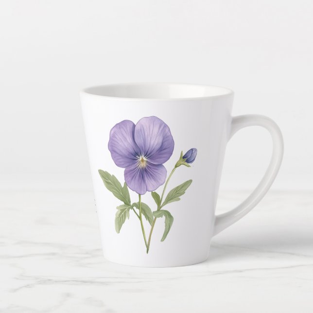 Violets February Birth Flower Latte Mug (Right)