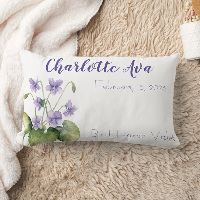 Violets February Birth Month Flower Lumbar Pillow (Blanket)