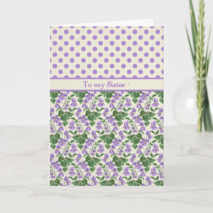 Violets, February Birthday Card for a Sister
