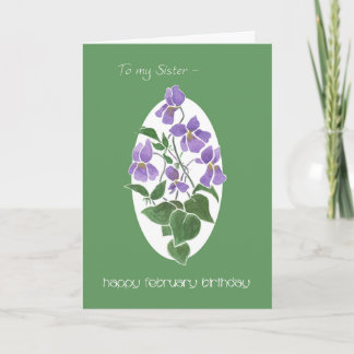 Violets, February Birthday Card for Sister