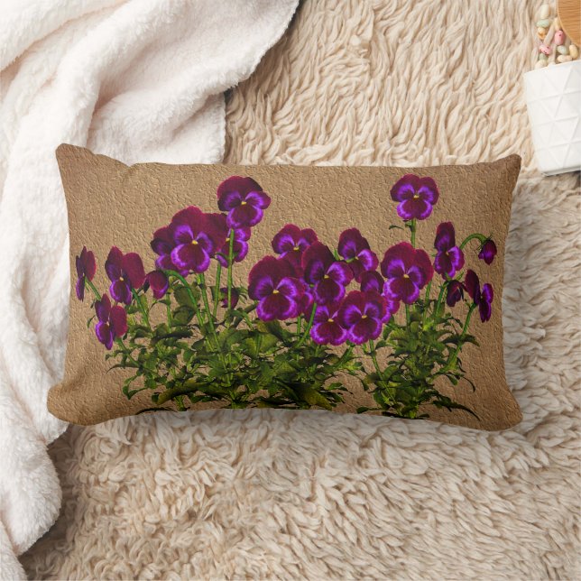 Violets Floral Art Lumbar Pillow (Blanket)