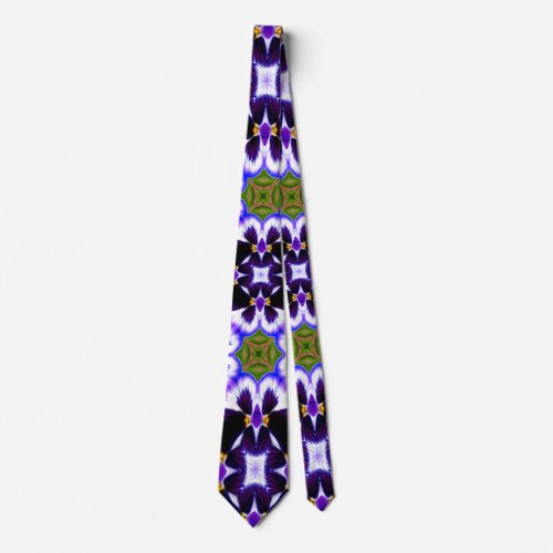 Violets Flower Pattern Neck Tie
