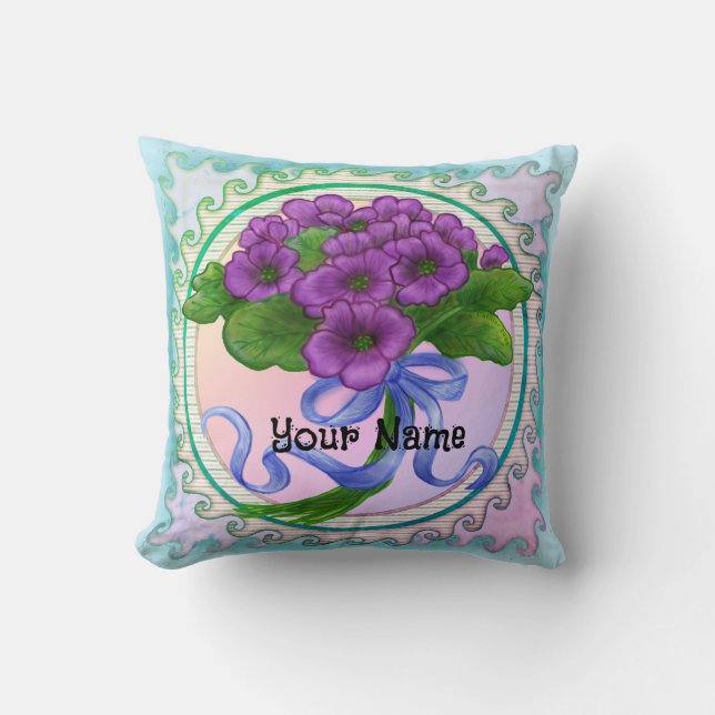 Violets flowers Bouquet Throw Pillow (Front)