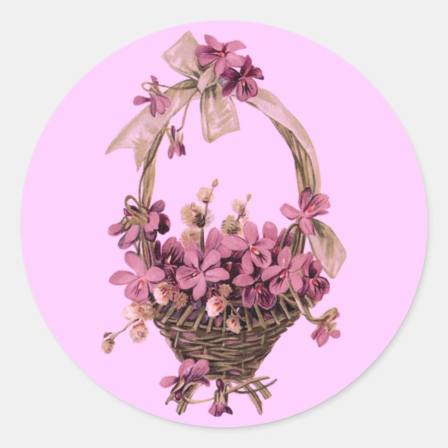Violets in a Basket Sticker (Front)