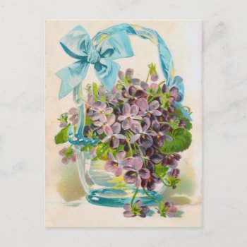 Violets In A Glass Basket Postcard by LeAnnS123 at Zazzle