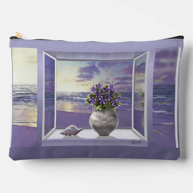 violets in a moon jar accessory pouch (Front)