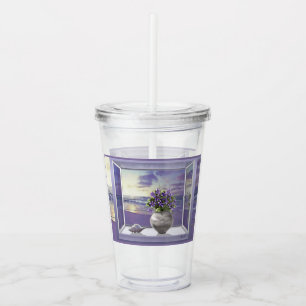 violets in a moon jar acrylic tumbler