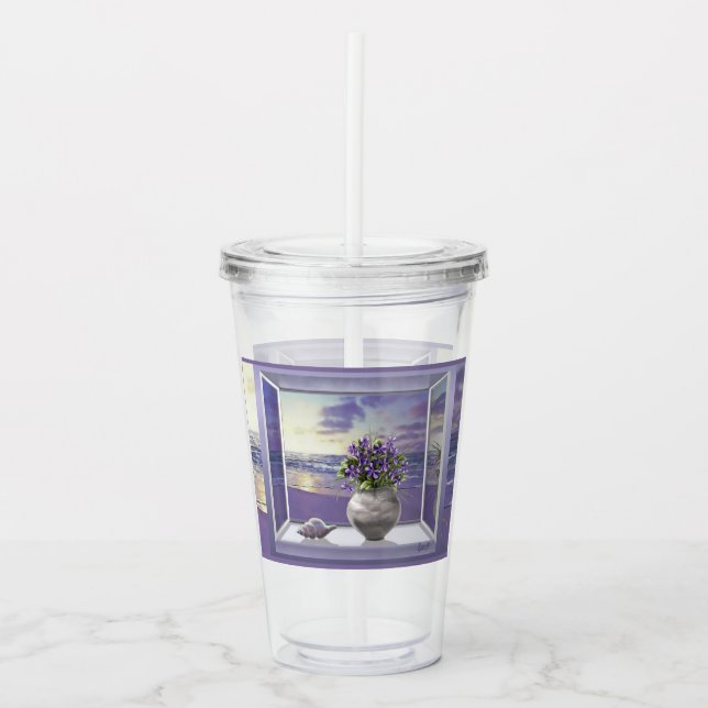 violets in a moon jar acrylic tumbler (Front)