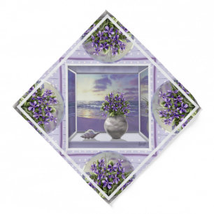 violets in a moon jar bandana