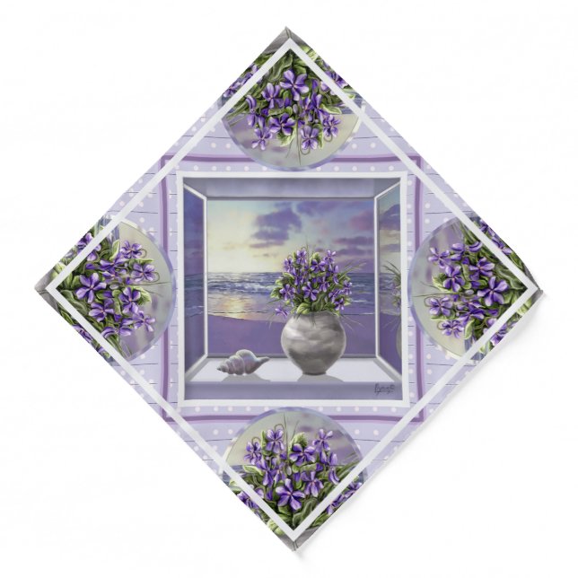 violets in a moon jar bandana (Front)