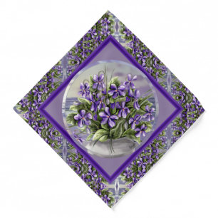 violets in a moon jar bandana