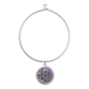 violets in a moon jar bangle bracelet