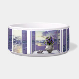 violets in a moon jar bowl