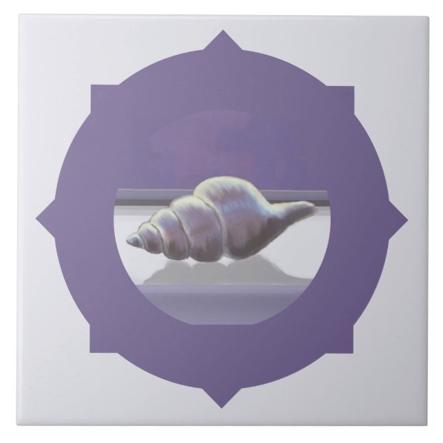 violets in a moon jar ceramic tile (Front)