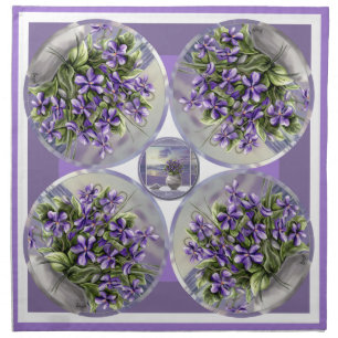 violets in a moon jar cloth napkin