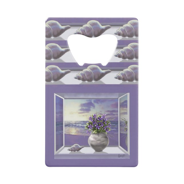 violets in a moon jar credit card bottle opener (Front)