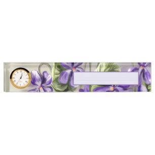 violets in a moon jar desk name plate