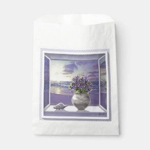 Violets in a moon jar, favor bag