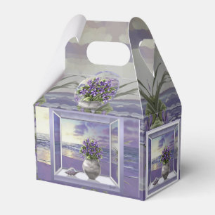 violets in a moon jar favor boxes