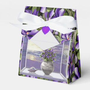 violets in a moon jar favor boxes