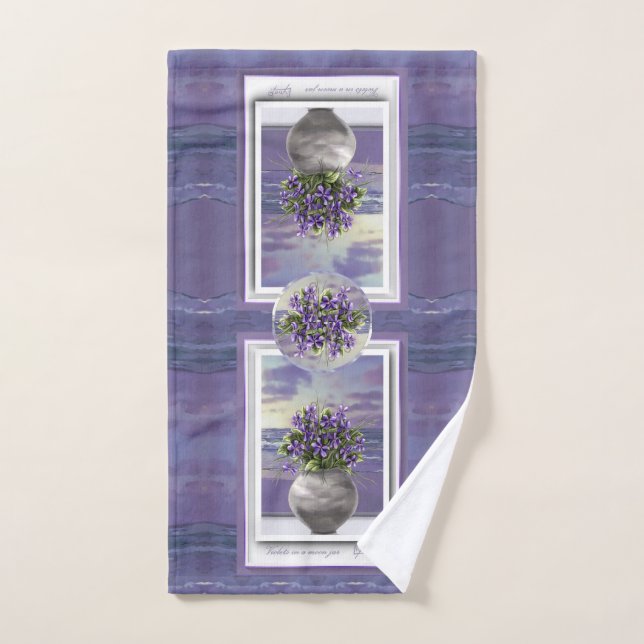 violets in a moon jar hand towel  (Hand Towel)