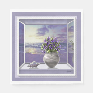 violets in a moon jar napkins