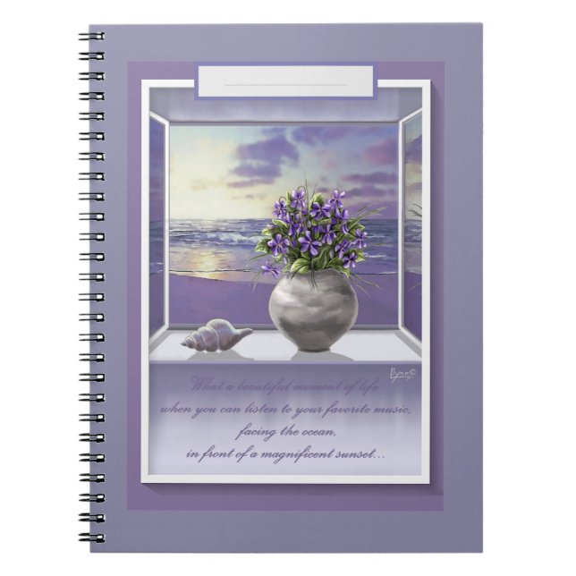 violets in a moon jar notebook (Front)