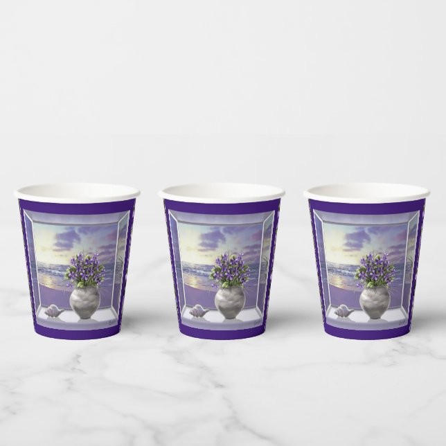 violets in a moon jar paper cups (Multi)