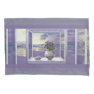 violets in a moon jar pillow case