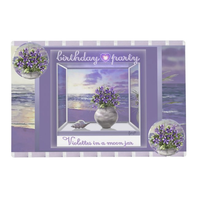 Violets in a moon jar placemat (Front)