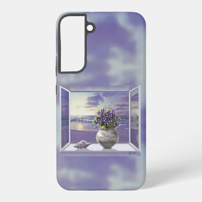 violets in a moon jar samsung galaxy case (Back)