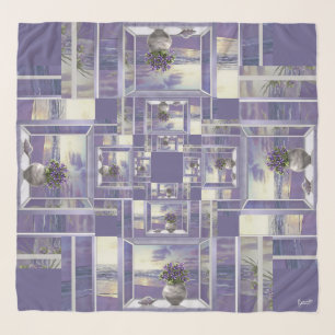 violets in a moon jar scarf