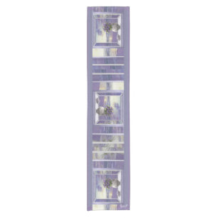 violets in a moon jar short table runner